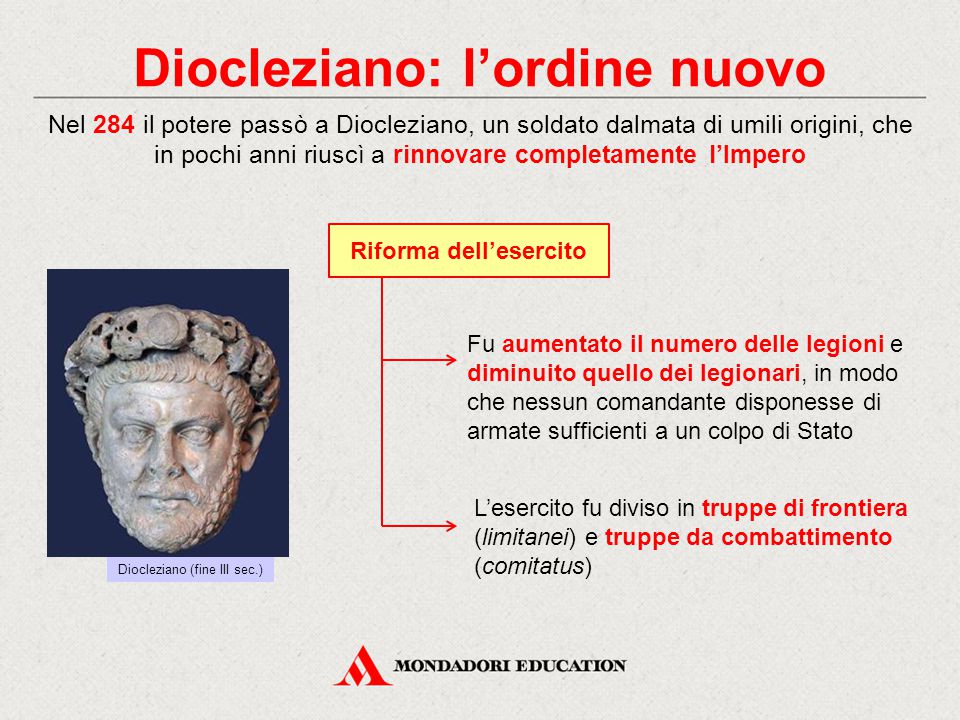 Diocleziano: l’ordine nuovo Riforma dell’esercito
