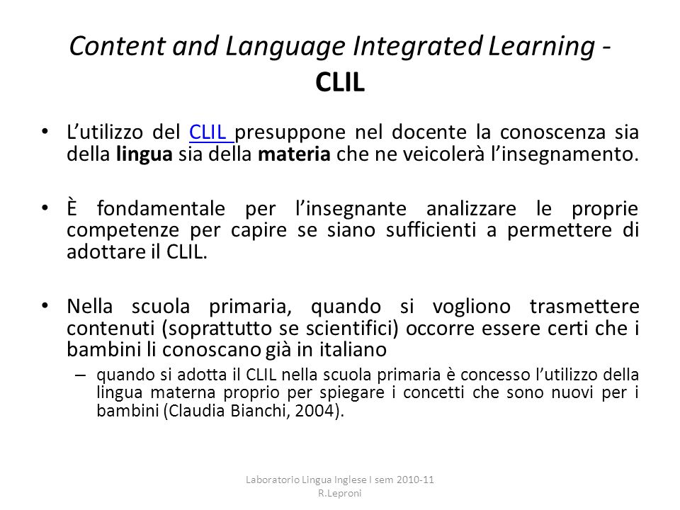 Content and Language Integrated Learning - CLIL