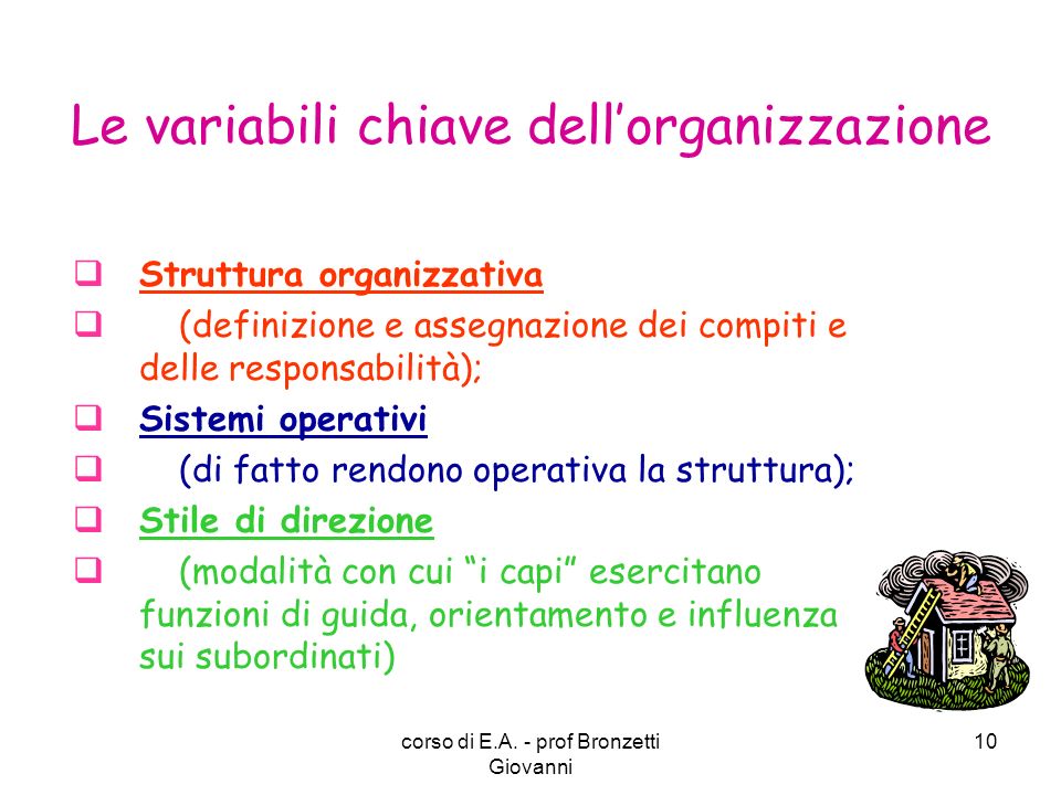 Le variabili chiave dell’organizzazione