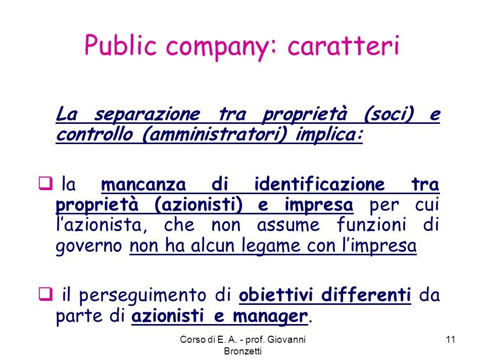 Public company: caratteri