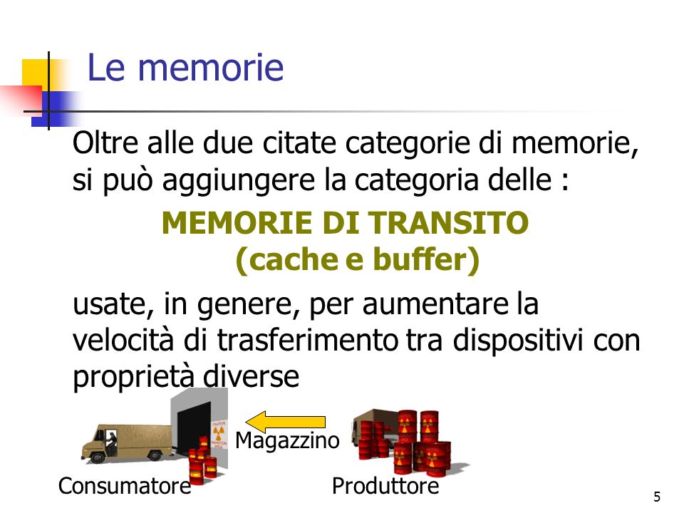 MEMORIE DI TRANSITO (cache e buffer)