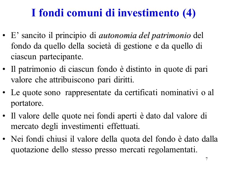 I fondi comuni di investimento (4)