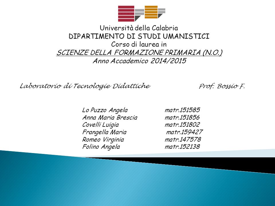 Università della Calabria DIPARTIMENTO DI STUDI UMANISTICI