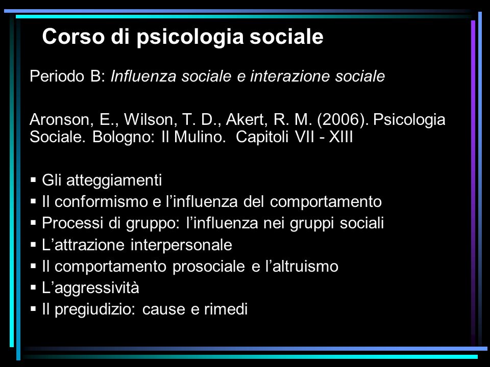 Corso di psicologia sociale