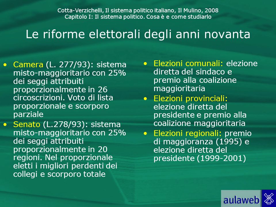 Le riforme elettorali degli anni novanta