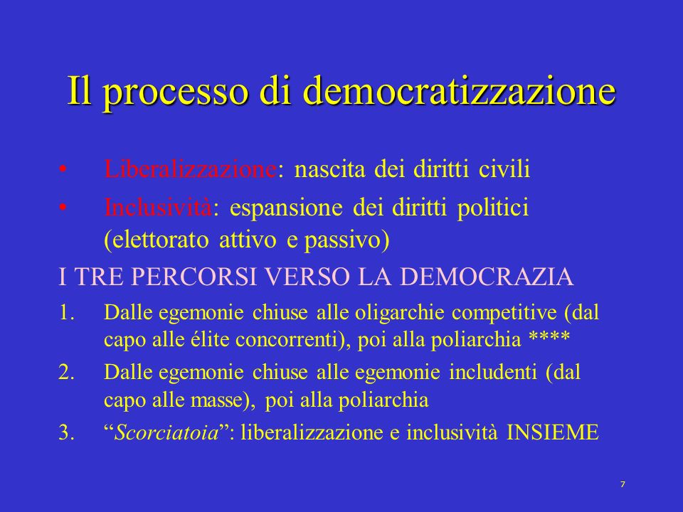 Il processo di democratizzazione