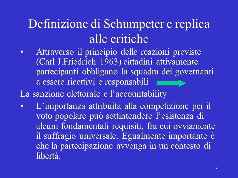 Definizione di Schumpeter e replica alle critiche