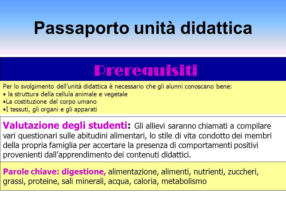 Passaporto unità didattica