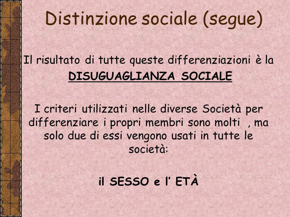 Distinzione sociale (segue)