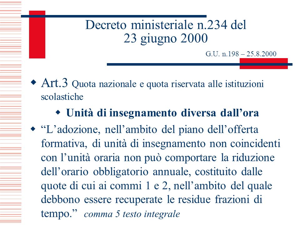 Decreto ministeriale n.234 del 23 giugno 2000 G.U. n.198 –