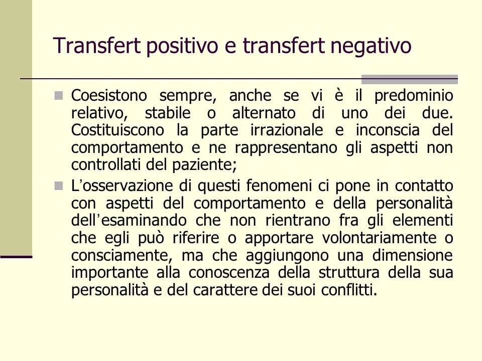 Transfert positivo e transfert negativo