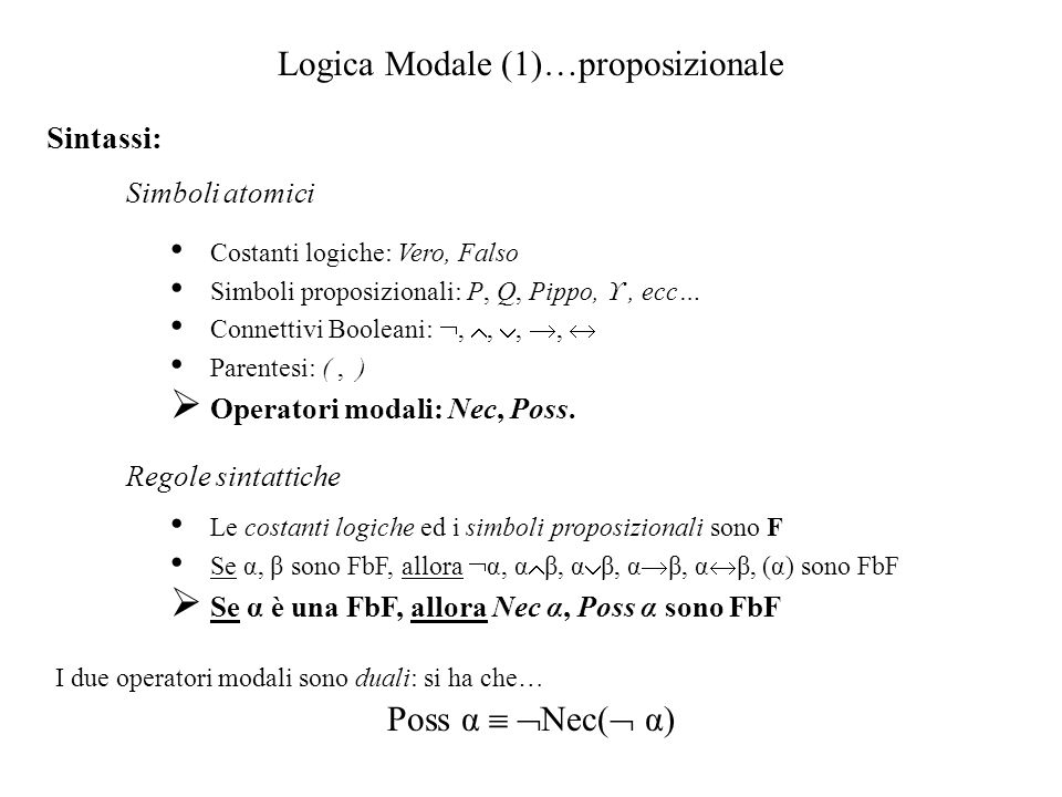 Logica Modale (1)…proposizionale