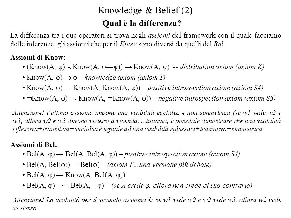 Knowledge & Belief (2) Qual è la differenza