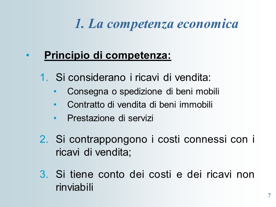 1. La competenza economica