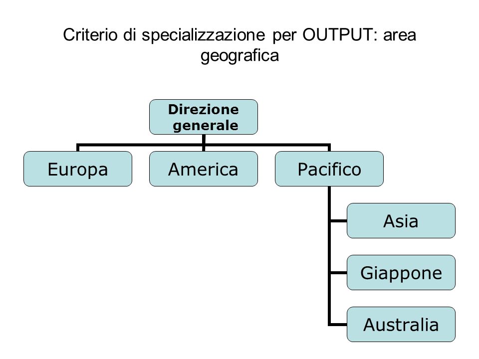 Criterio di specializzazione per OUTPUT: area geografica