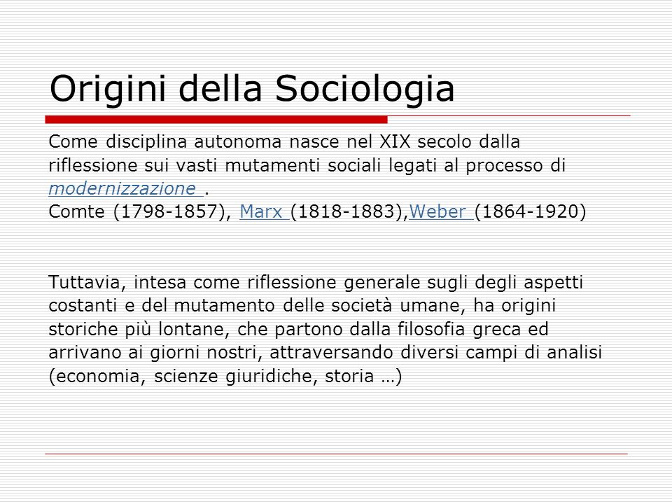 Origini della Sociologia