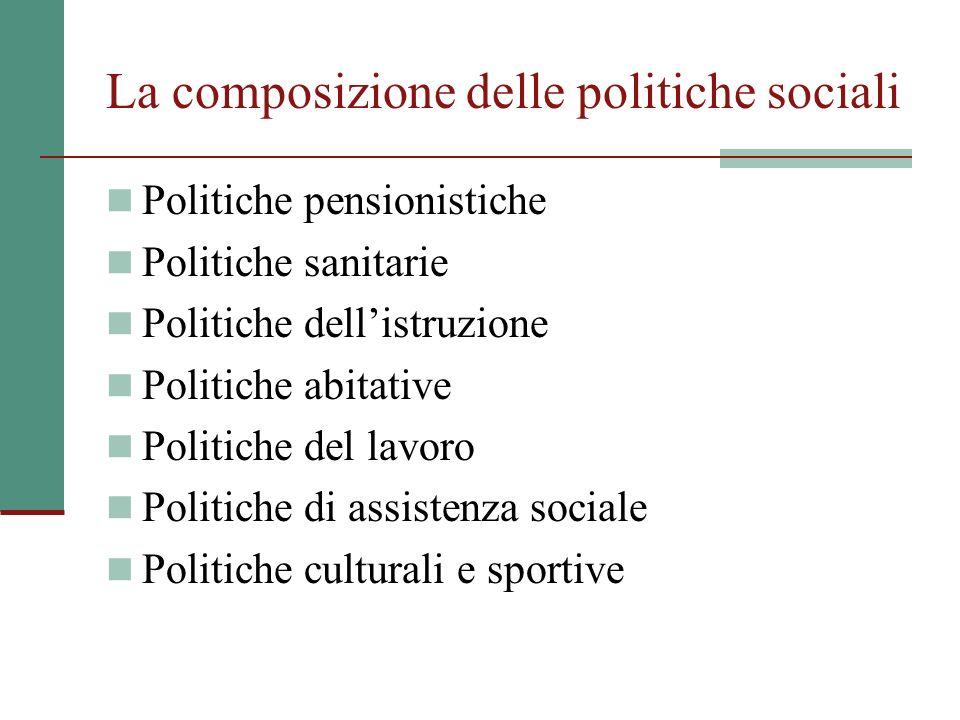 La composizione delle politiche sociali