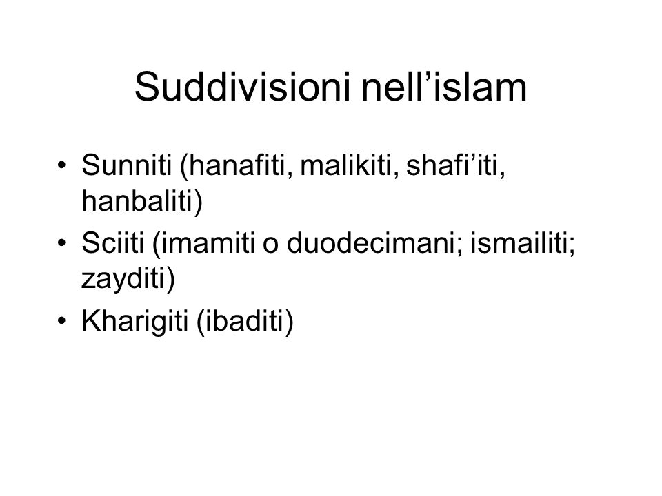 Suddivisioni nell’islam