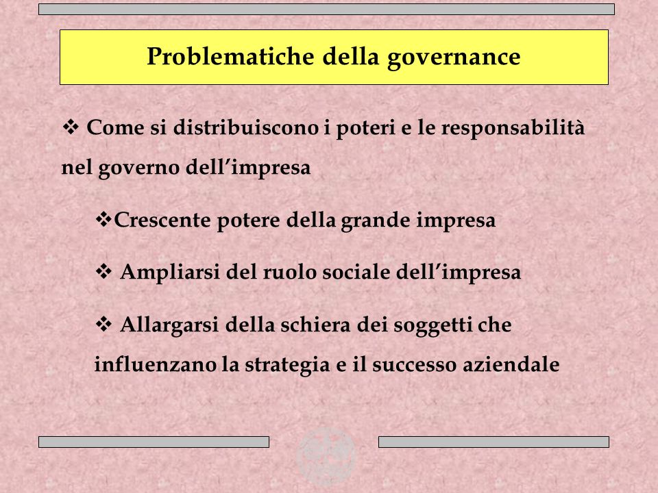 Problematiche della governance