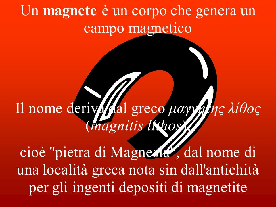 Un magnete è un corpo che genera un campo magnetico
