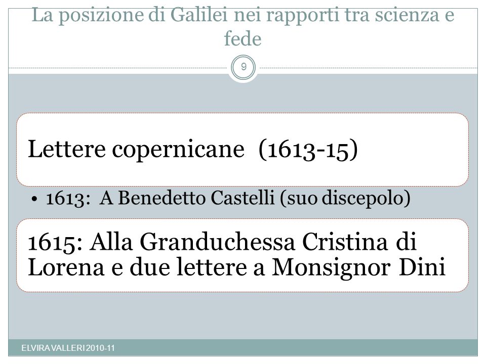 La posizione di Galilei nei rapporti tra scienza e fede