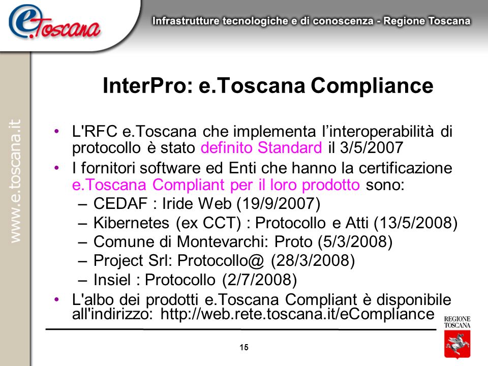 InterPro: e.Toscana Compliance