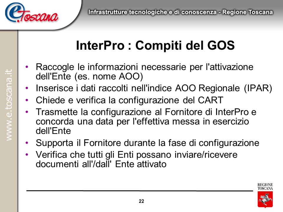 InterPro : Compiti del GOS