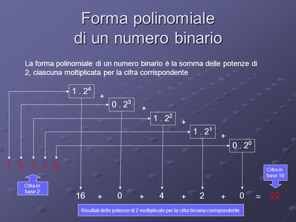 Forma polinomiale di un numero binario