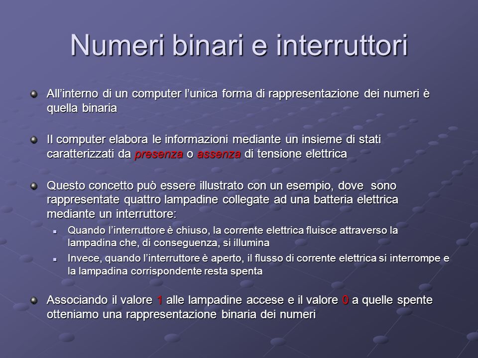 Numeri binari e interruttori