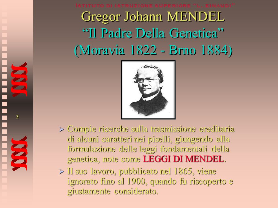 Gregor Johann MENDEL Il Padre Della Genetica (Moravia Brno 1884)