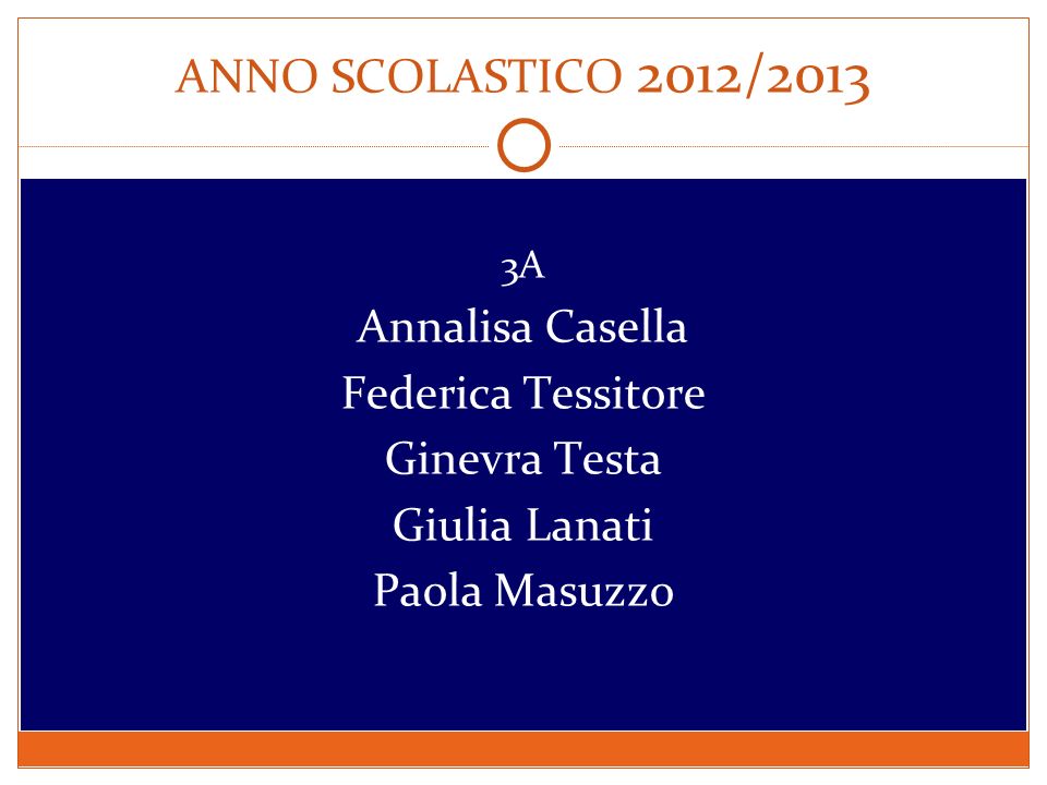 ANNO SCOLASTICO 2012/2013 Annalisa Casella Federica Tessitore