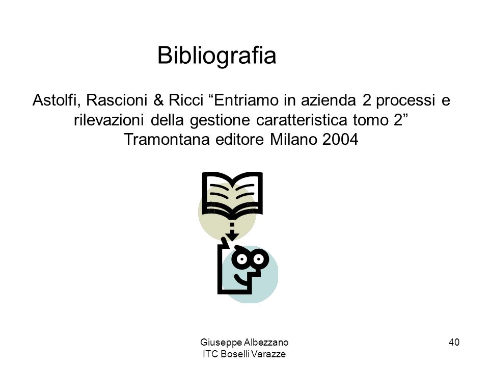 Bibliografia Astolfi, Rascioni & Ricci Entriamo in azienda 2 processi e rilevazioni della gestione caratteristica tomo 2