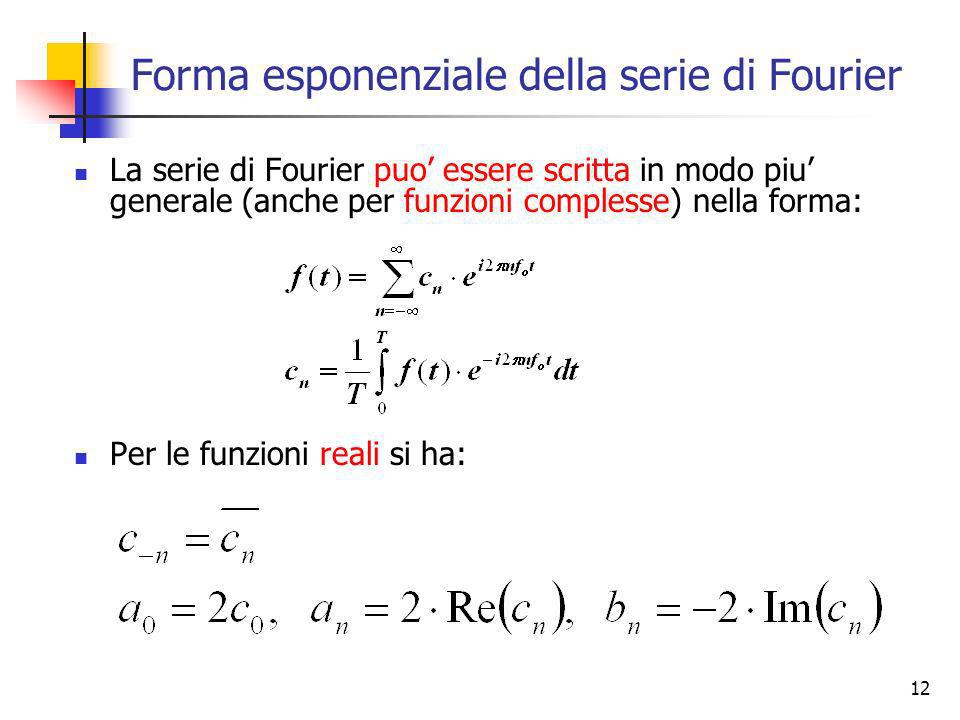 Forma esponenziale della serie di Fourier