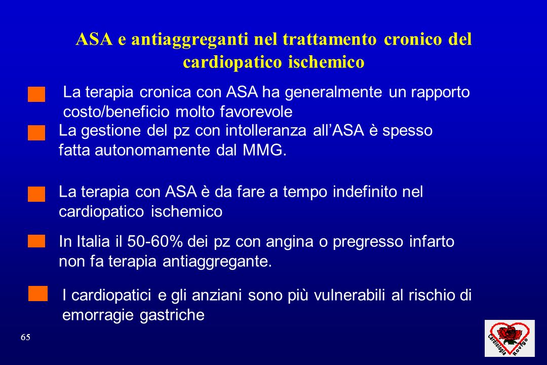 ASA e antiaggreganti nel trattamento cronico del cardiopatico ischemico