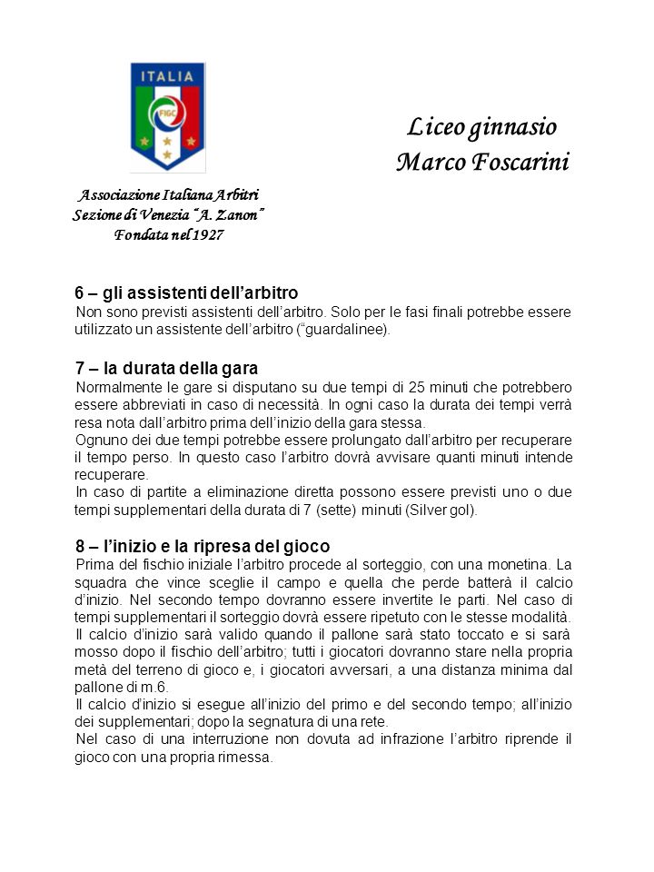 Associazione Italiana Arbitri Sezione di Venezia A. Zanon