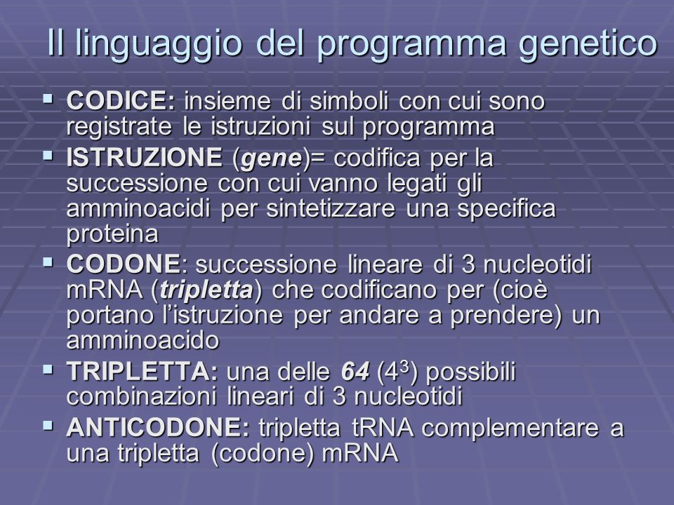 Il linguaggio del programma genetico