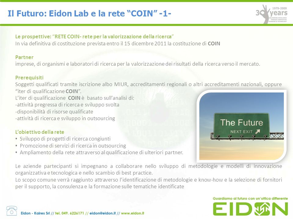 Il Futuro: Eidon Lab e la rete COIN -1-