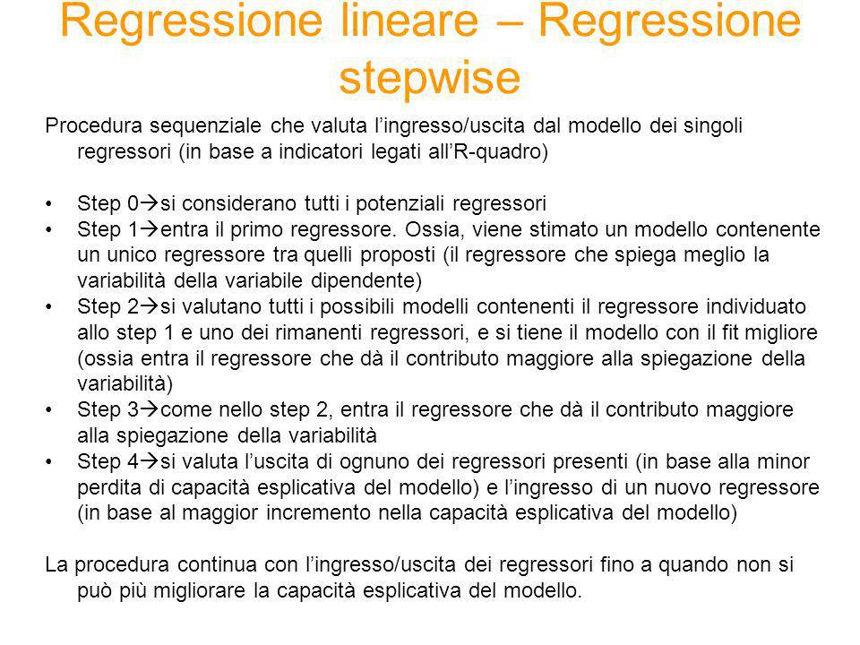 Regressione lineare – Regressione stepwise