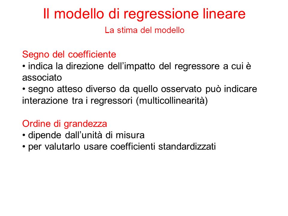Il modello di regressione lineare