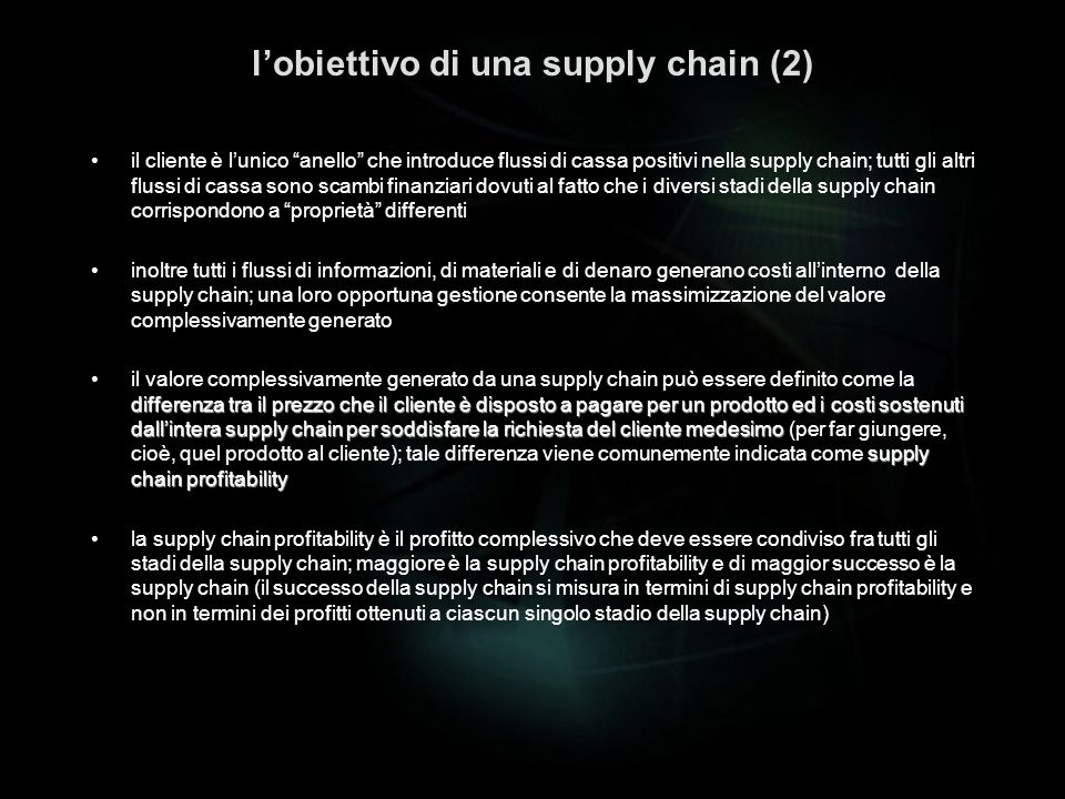 l’obiettivo di una supply chain (2)