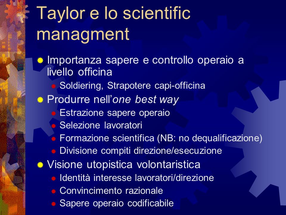 Taylor e lo scientific managment
