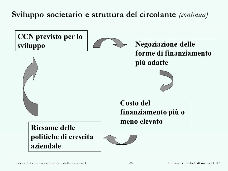 Sviluppo societario e struttura del circolante (continua)