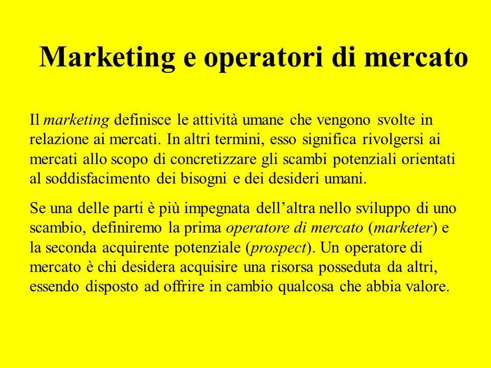 Marketing e operatori di mercato