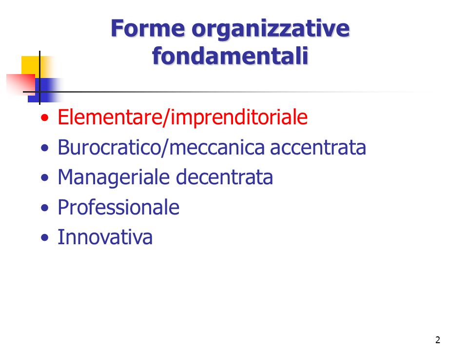 Forme organizzative fondamentali