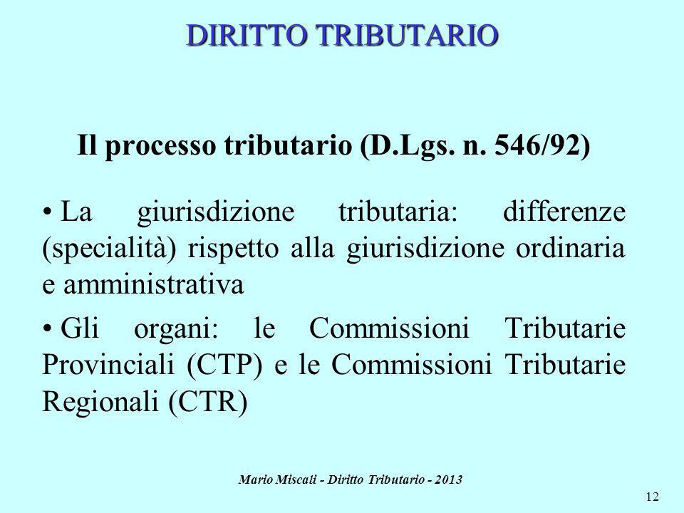 Il processo tributario (D.Lgs. n. 546/92)