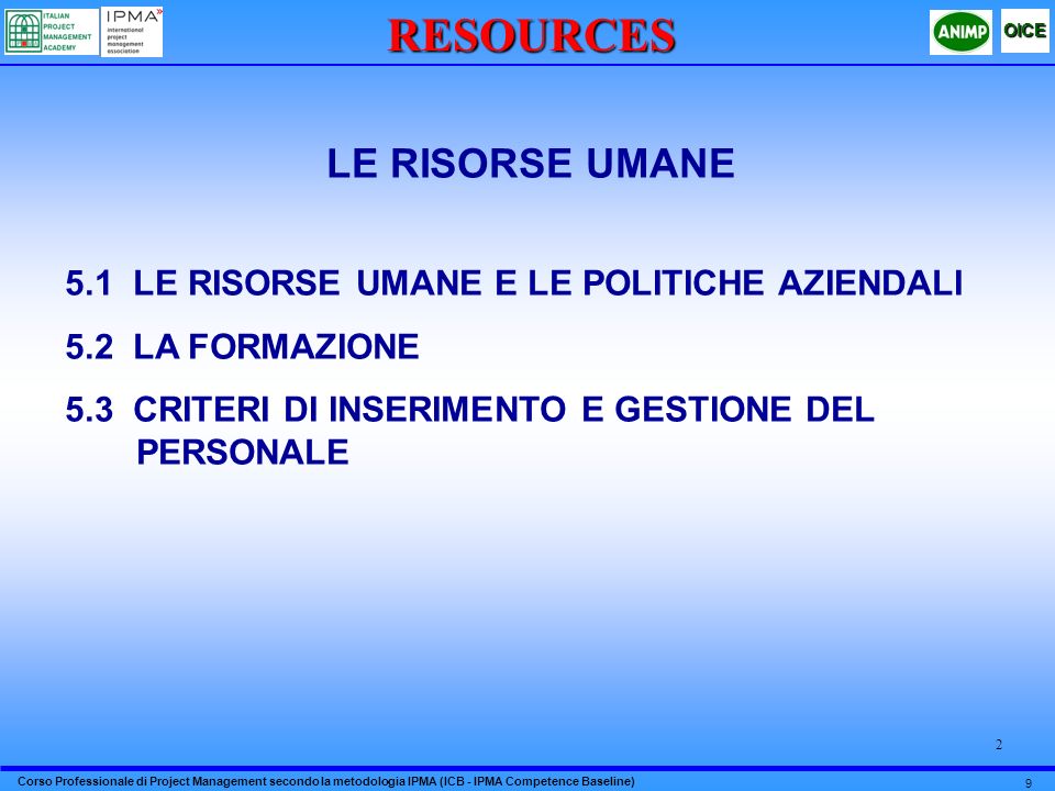 RESOURCES LE RISORSE UMANE