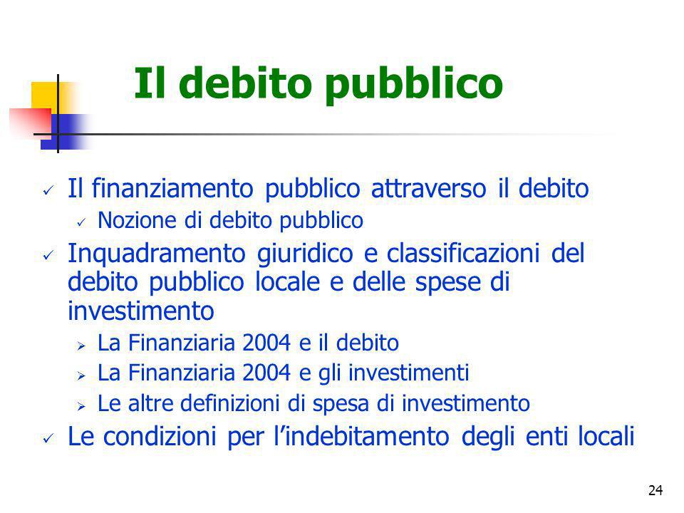 Il debito pubblico Il finanziamento pubblico attraverso il debito