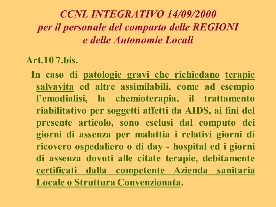 CCNL INTEGRATIVO 14/09/2000 per il personale del comparto delle REGIONI e delle Autonomie Locali