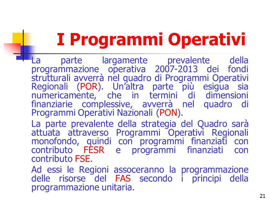 I Programmi Operativi