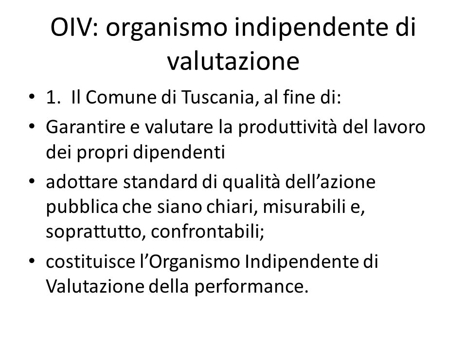OIV: organismo indipendente di valutazione